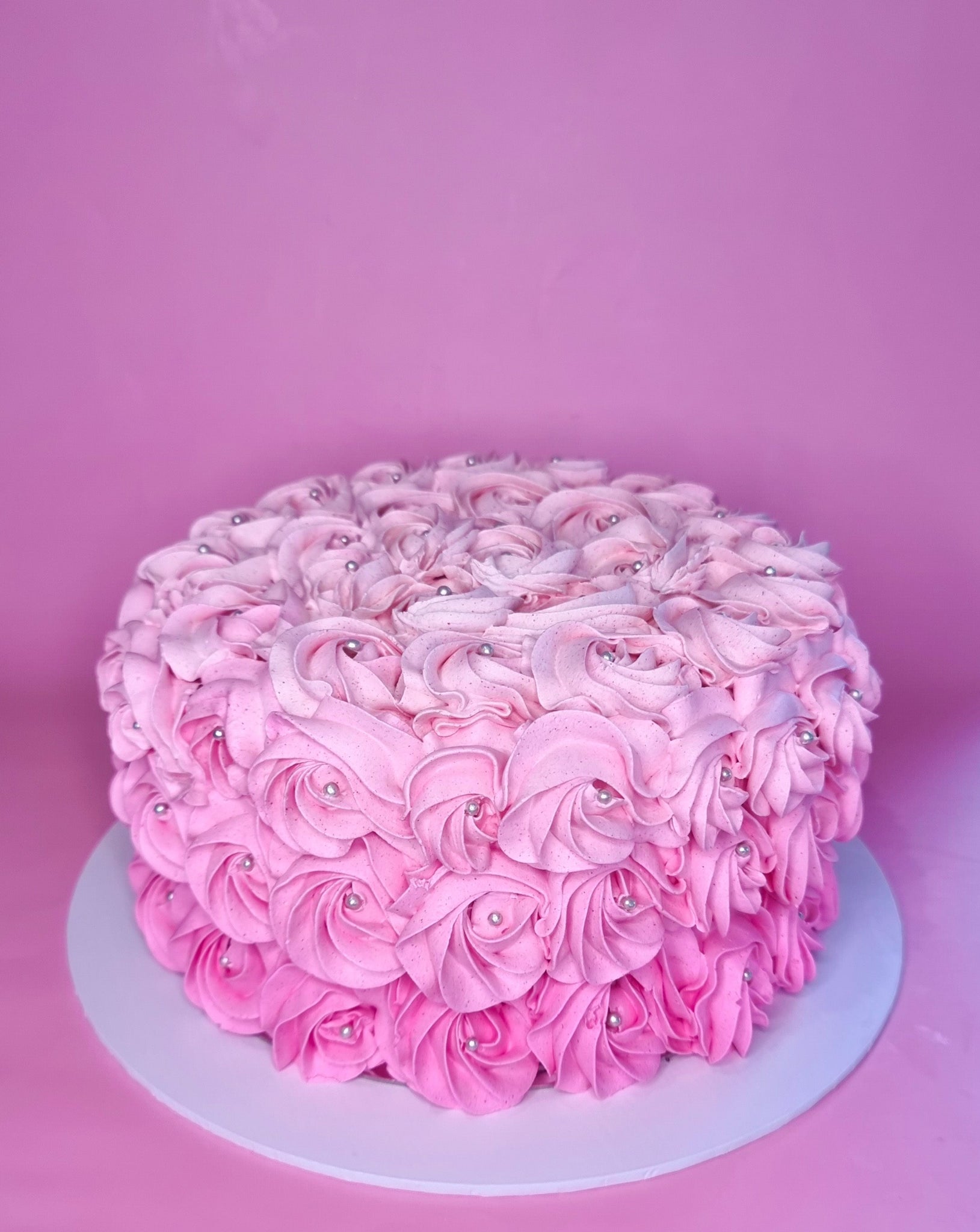 An Ombre Rose Swirl Cake I Made For A Friends Birthday Its A Vanilla Cake  With A Strawberry Cream Filling 4 Layers With Each Layer Match -  CakeCentral.com