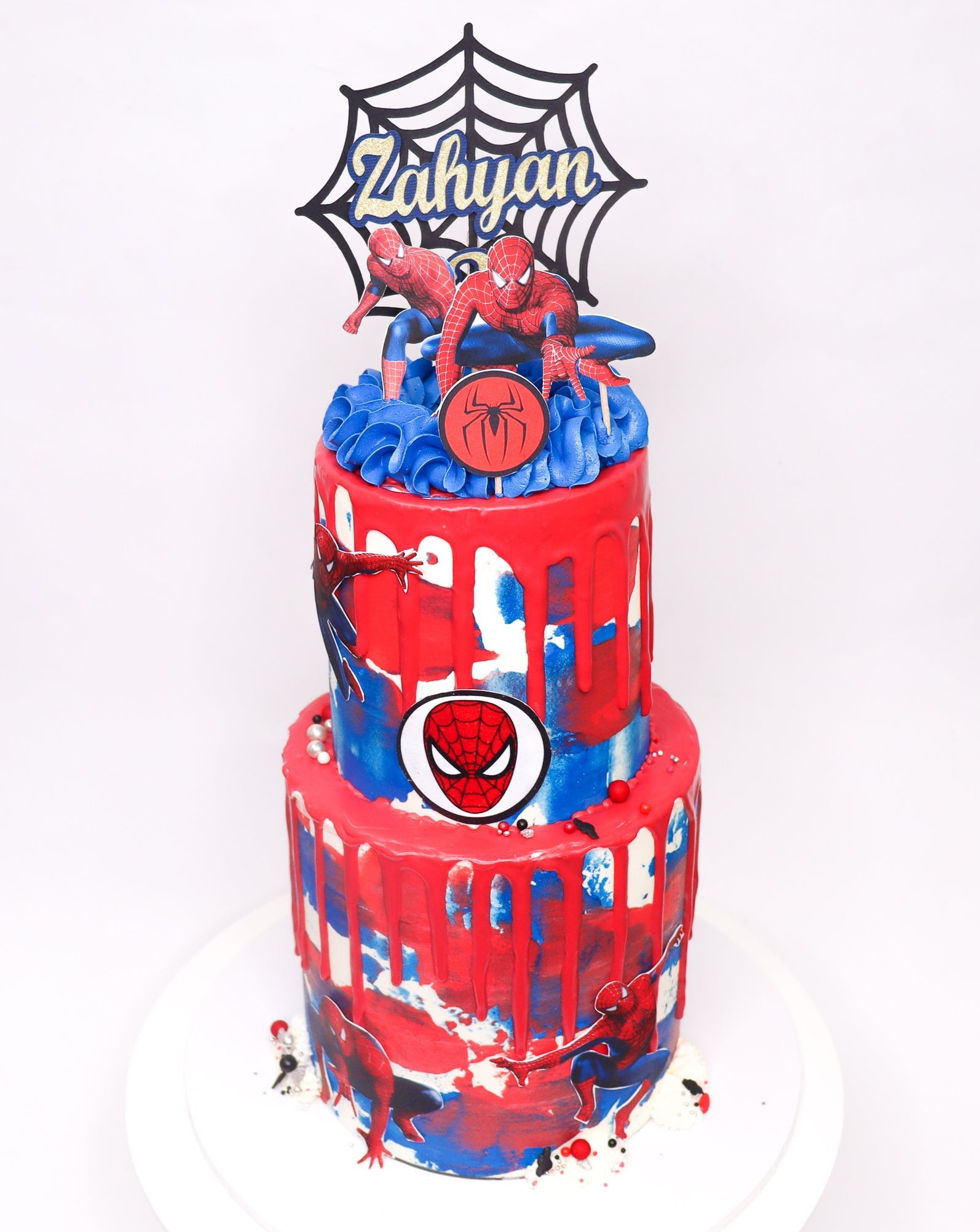 Spiderman & Batman 2 Tier Cake